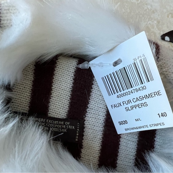 Henri Bendel Cashmere Faux Fur Slippers Comfy Collectable NWT - Picture 5 of 7